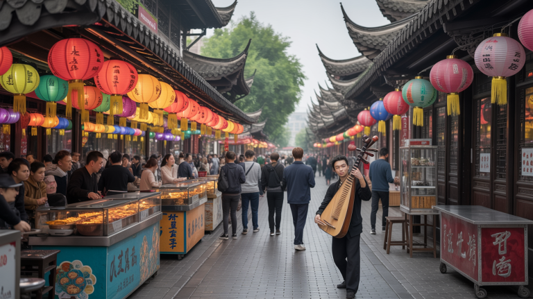 Photograph of a street in Chengdu, China