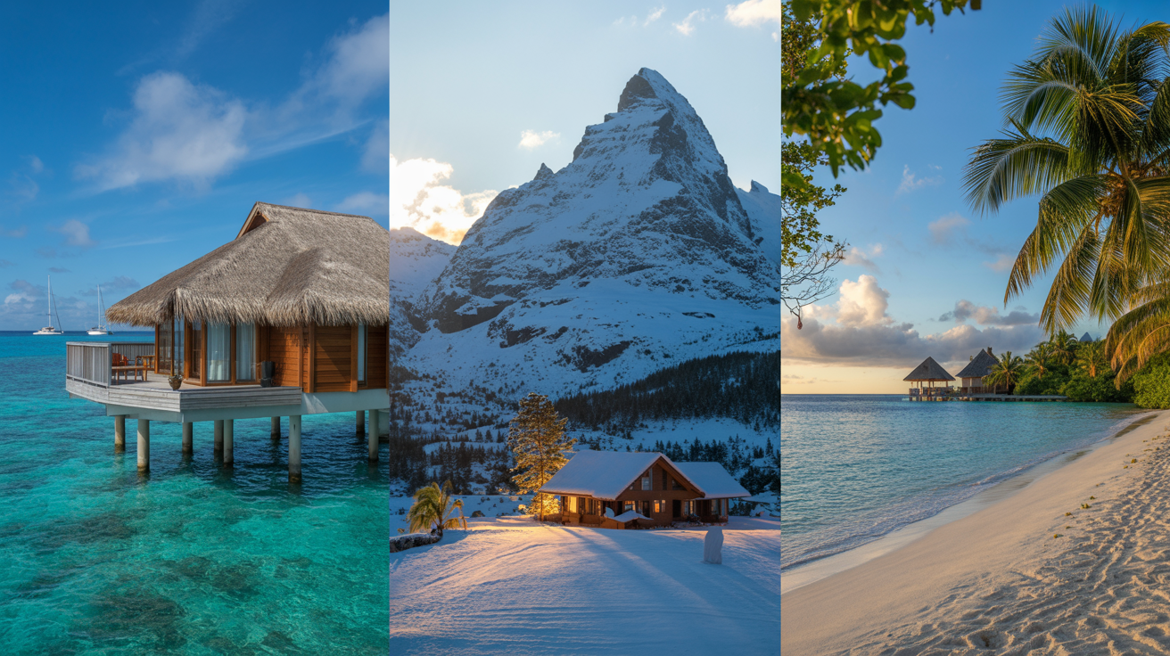 A collage of honeymoon destinations